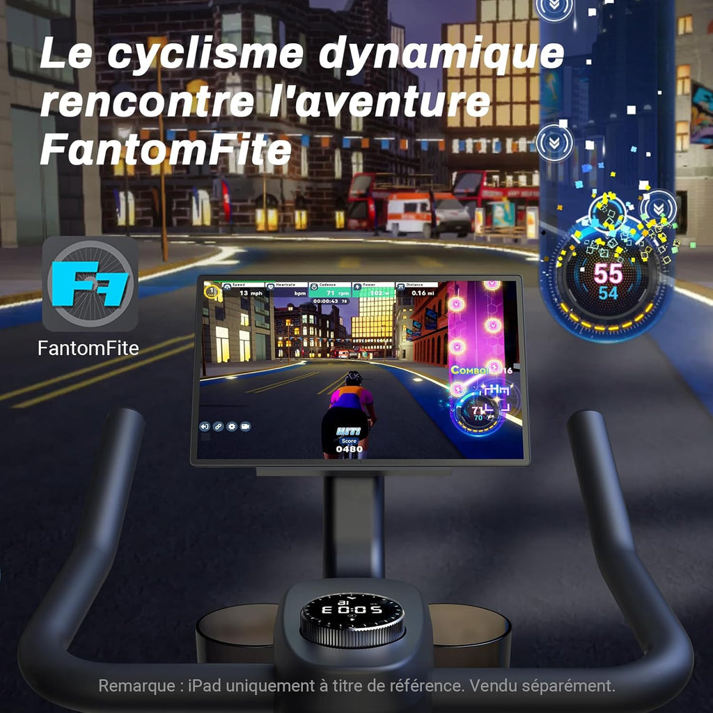 Vélo d'appartement Ultra-silencieux Connecté, 4 en 1 avec Résistance Magnétique 16 Niveaux, Écran LCD