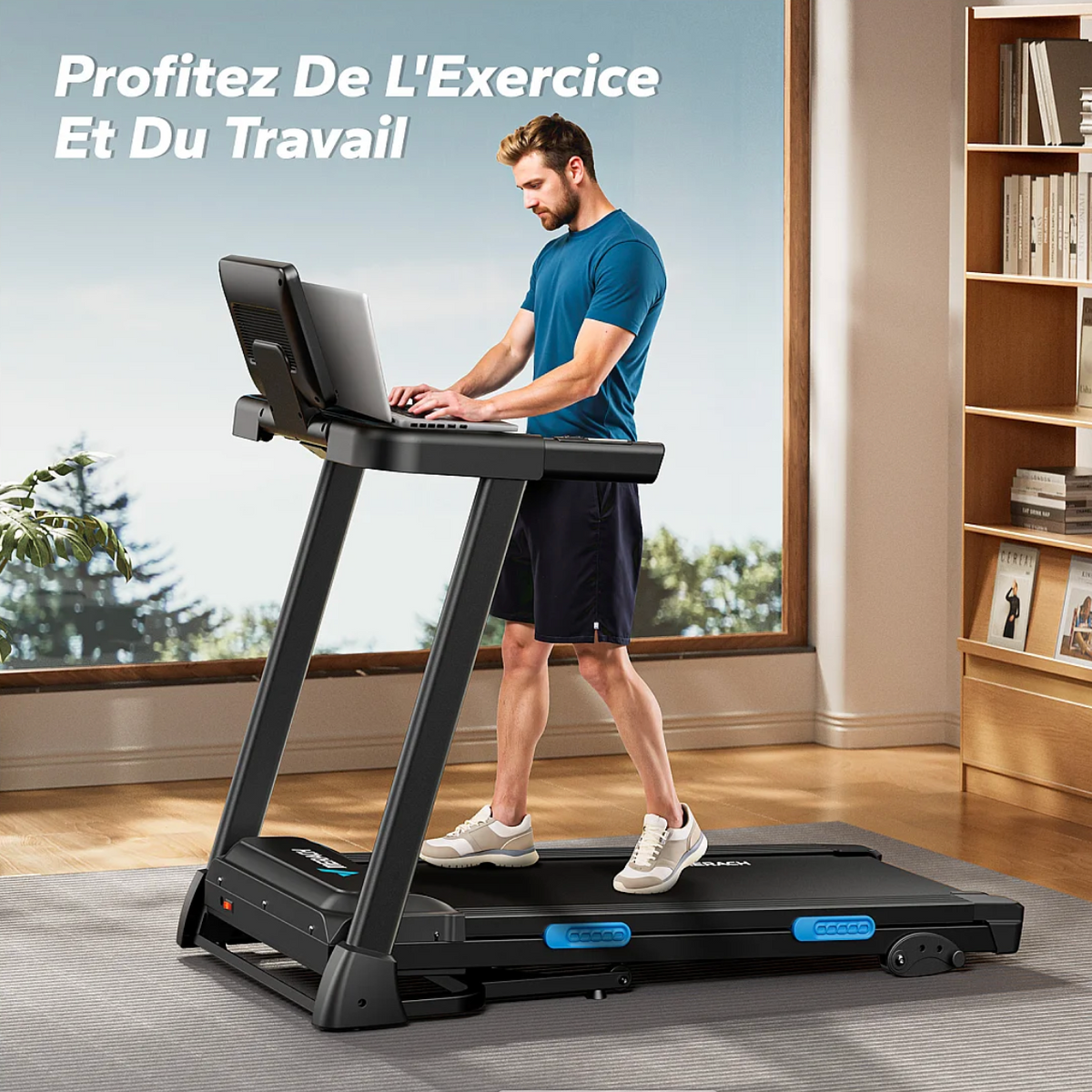 Tapis de Course avec 3 niveaux d’inclinaison Pliable Connecté, Vitesse Réglable de 0,8 à 12 km/h, Écran LED